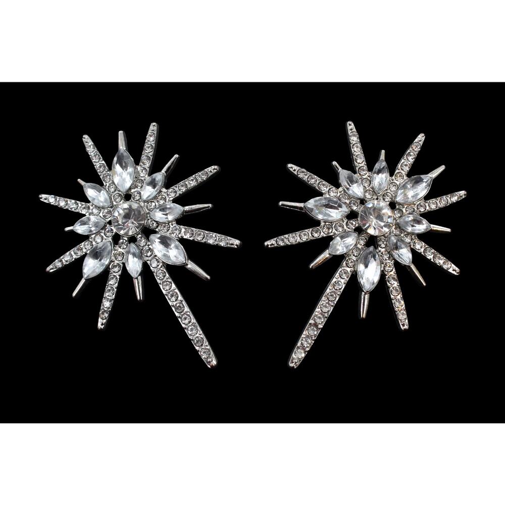 Daisy Fuentes Silver Rhinestone Luxury Post Earrings #DF1 - Picture 2 of 4